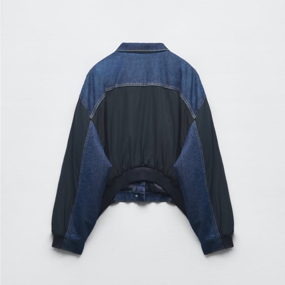 Zara Contrasting denim bomber jacket - Picture 5 of 6